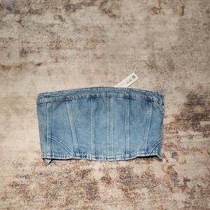 Zara Denim Blue Strapless Top